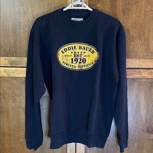 Eddie Bauer Men's Crewneck Sweater in Navy with Gold Logo